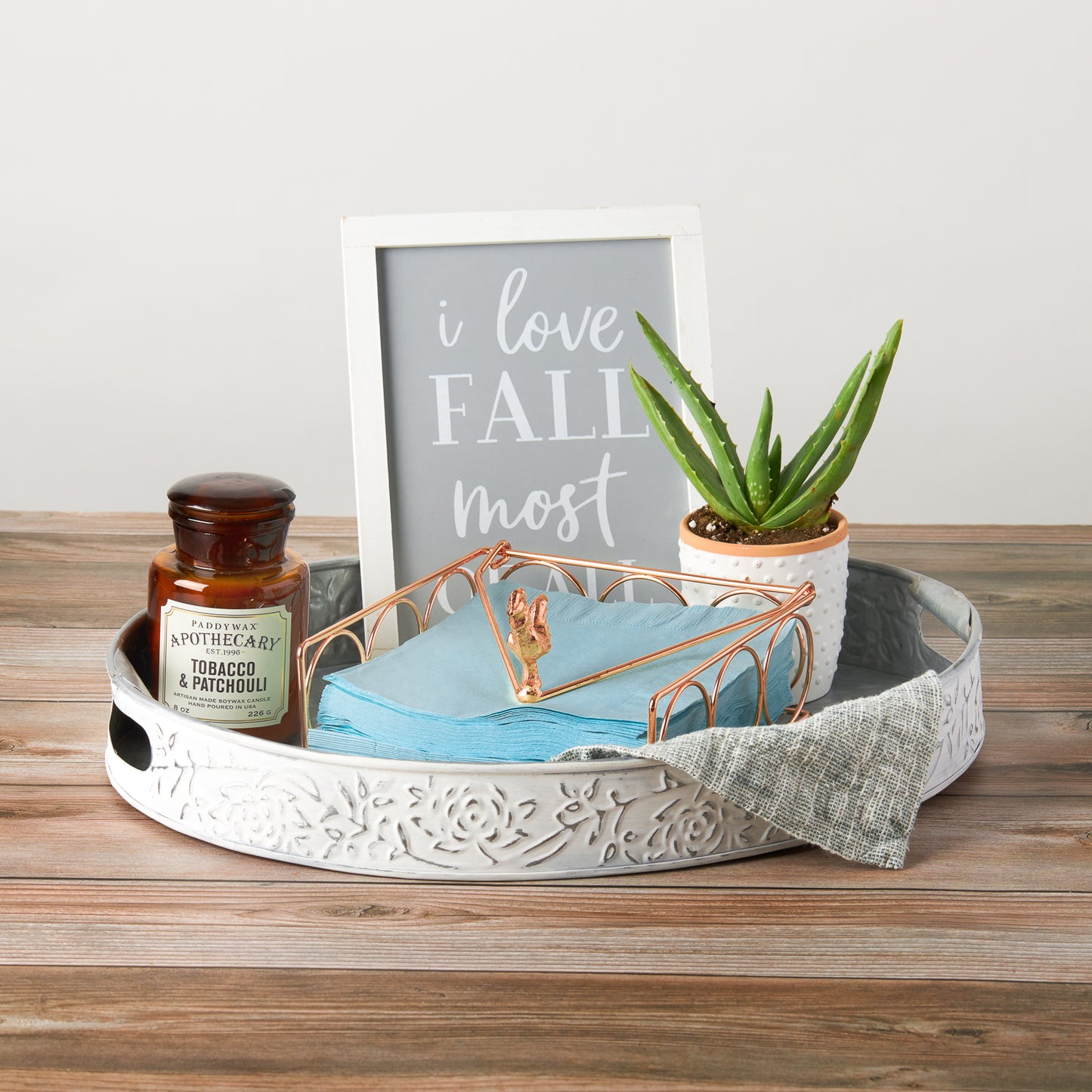 Distressed White Serving Tray