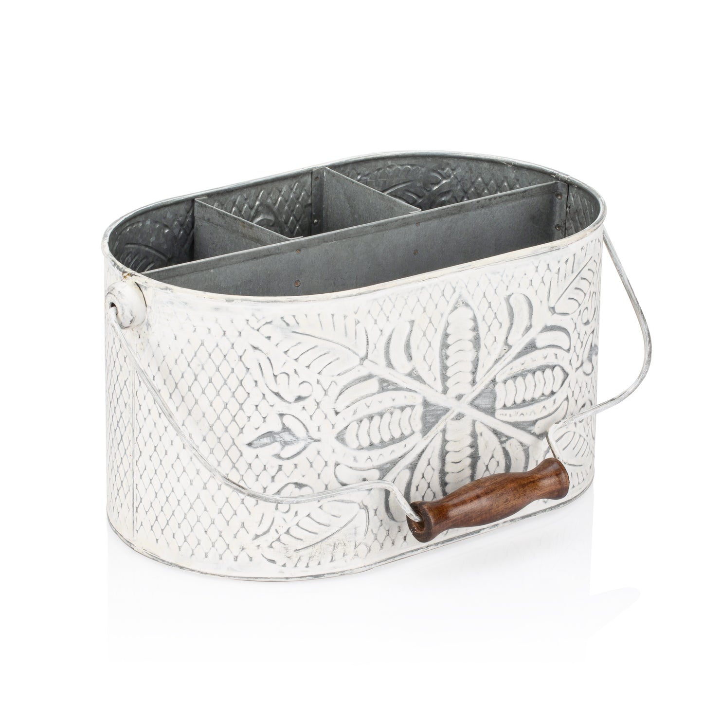 Distressed White Metal Caddy