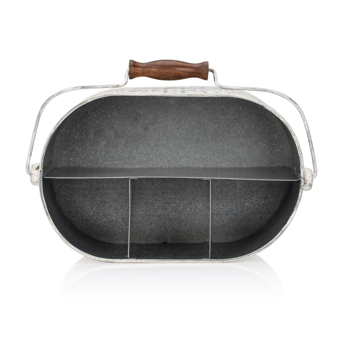 Distressed White Metal Caddy